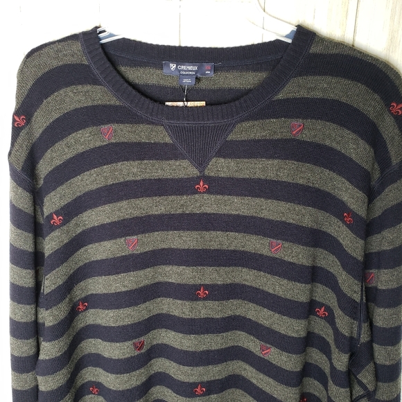 Daniel Cremieux Men's Sweater Merino Wool Blend Striped Blue & Gray Size XXL NWT - Picture 3 of 10